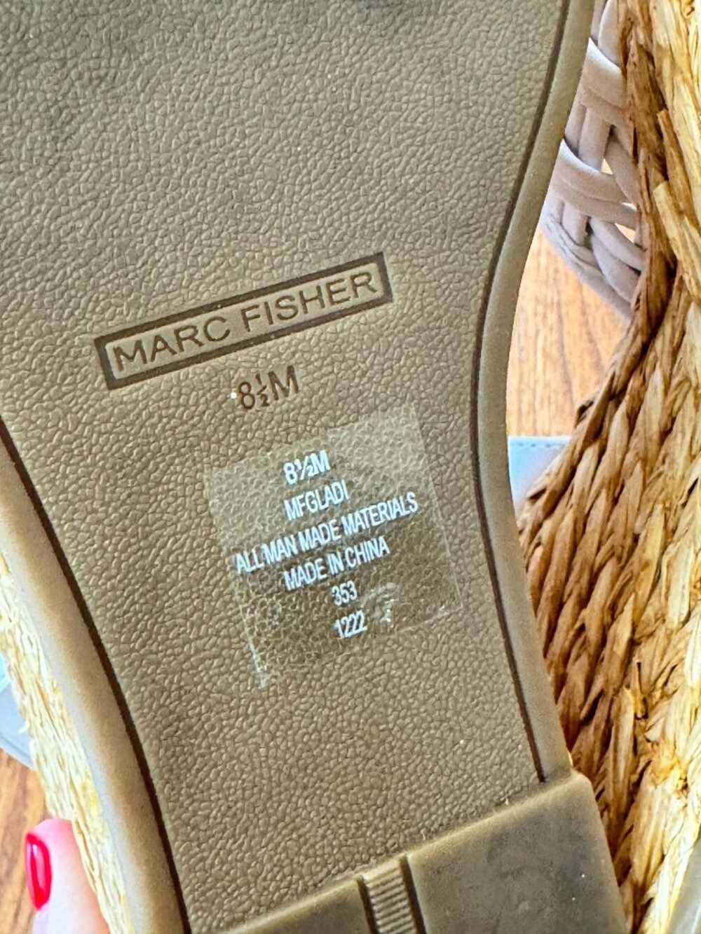 Marc Fisher Espadrille Wedge Sandals Ivory Woven Ankle Strap Size 8.5M - Picture 11 of 13